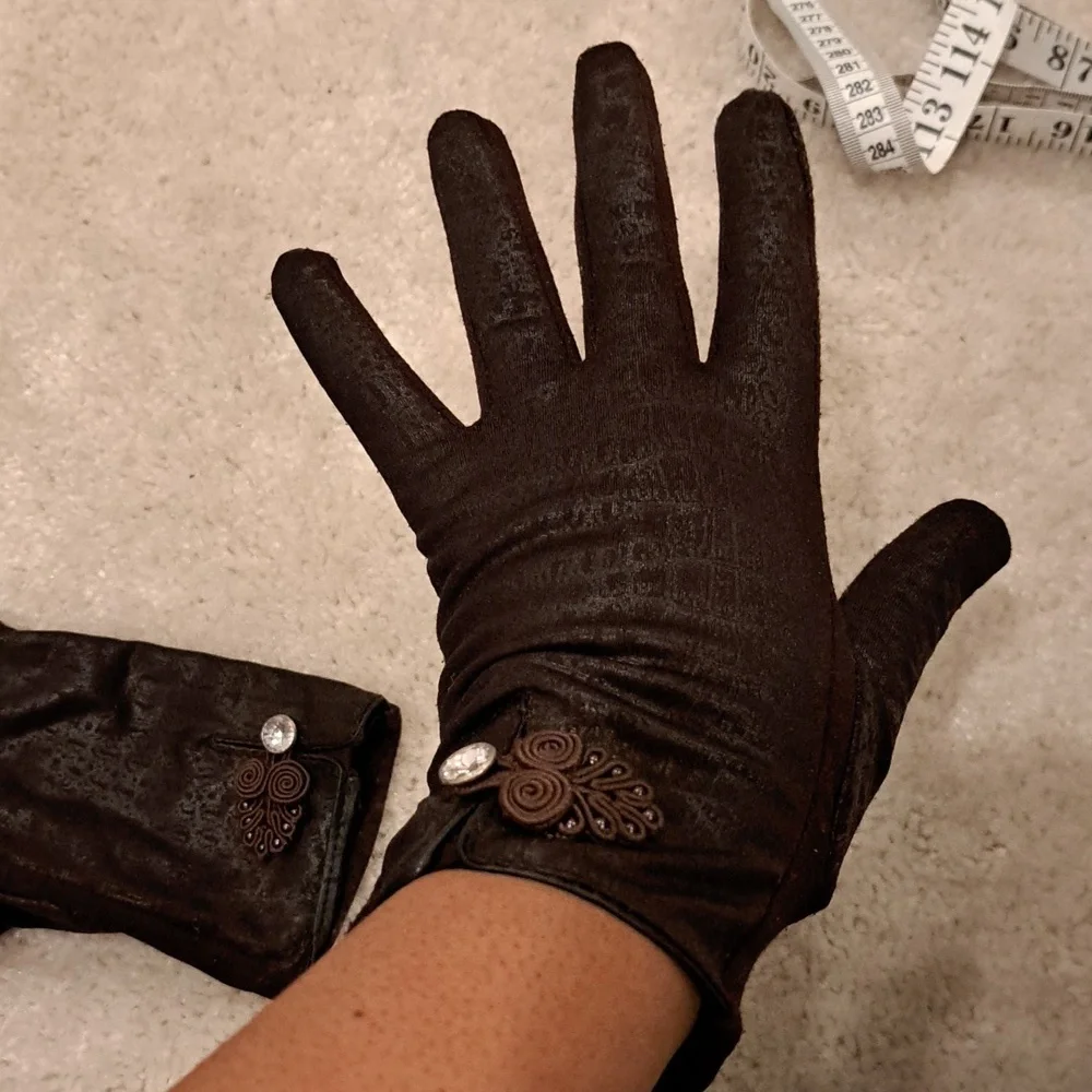 Brown Faux Leather Gloves